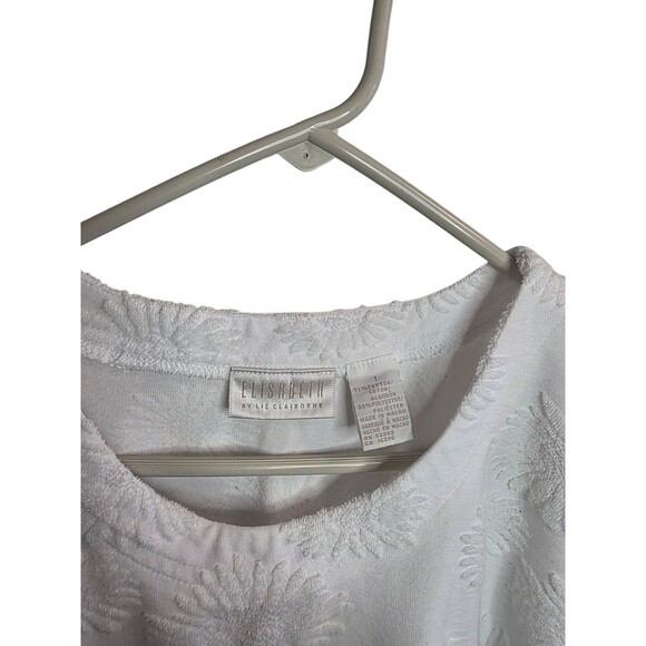Elisabeth Liz Claiborne Short Sleeve Knit Top with Textured Floral Pattern 1X - Picture 3 of 5